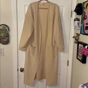 Cream Oversized Long Cardigan Sweater